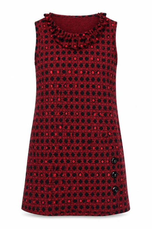 Front view of Select Women's Red Argyle Shift Dress, size 10
