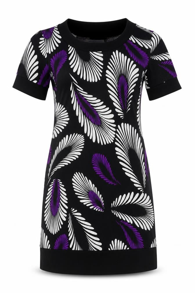 Front view of Tiana B Women's Black Geometric Shift Dress XS