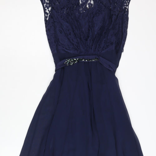 Coast Women's Blue Sleeveless Lace Dress UK 10