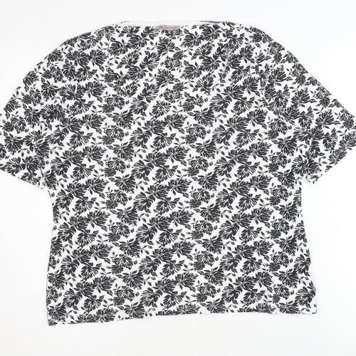 Marks and Spencer Women's Black Floral T-Shirt Size 16 Casual