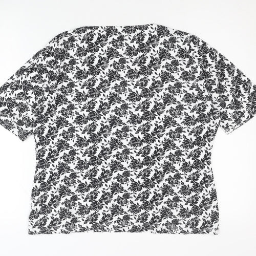 Marks and Spencer Women's Black Floral T-Shirt Size 16 Casual