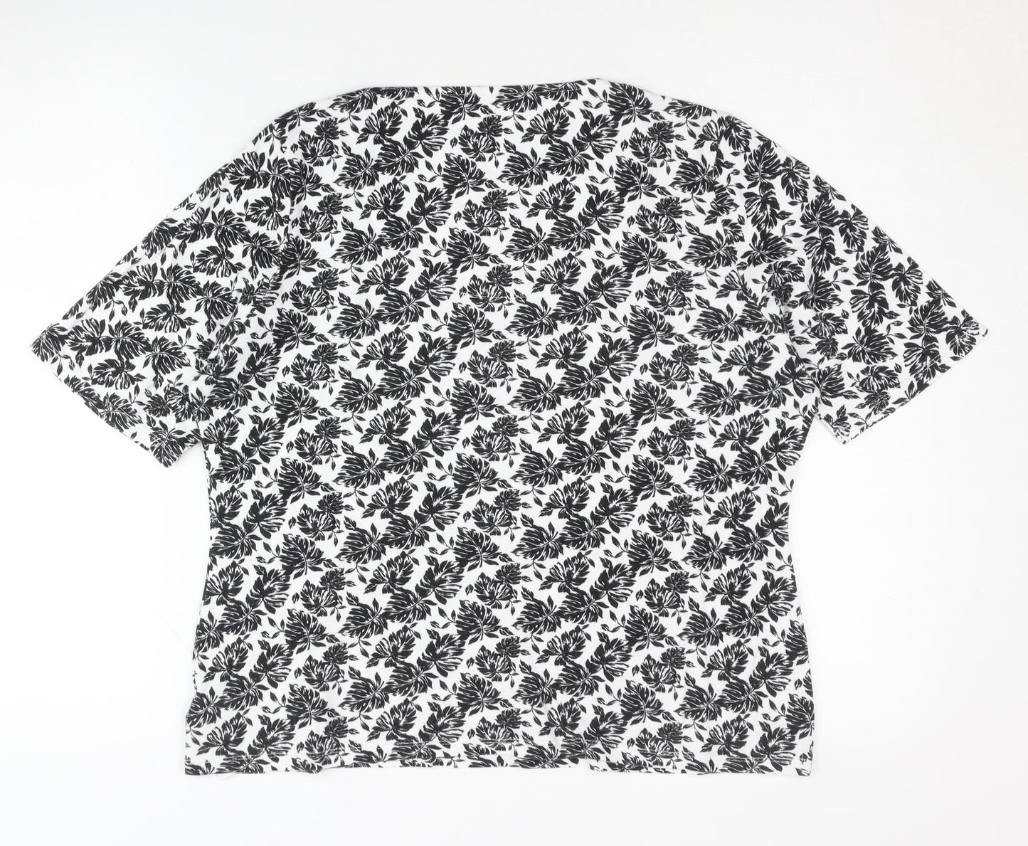 Marks and Spencer Women's Black Floral T-Shirt Size 16 Casual