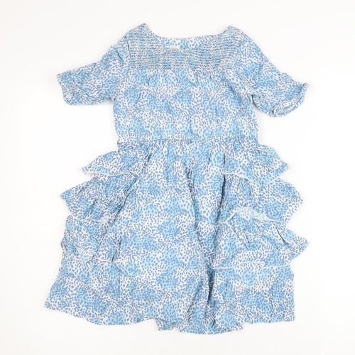 Monsoon Blue A-Line Dress for Girls 6 Years - Ruffle Accents
