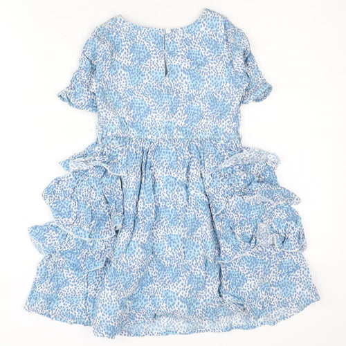 Monsoon Blue A-Line Dress for Girls 6 Years - Ruffle Accents