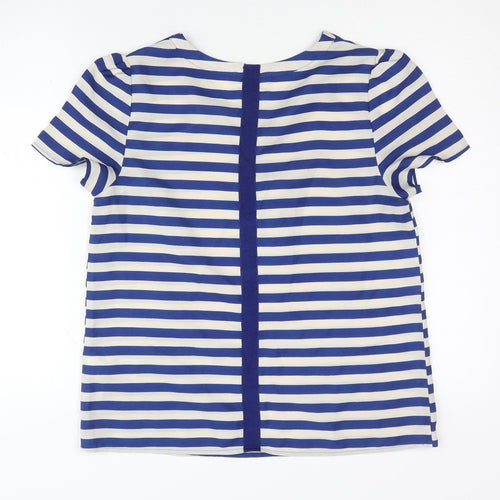 Oasis Womens Blue Striped Crew Neck T-Shirt Size 12