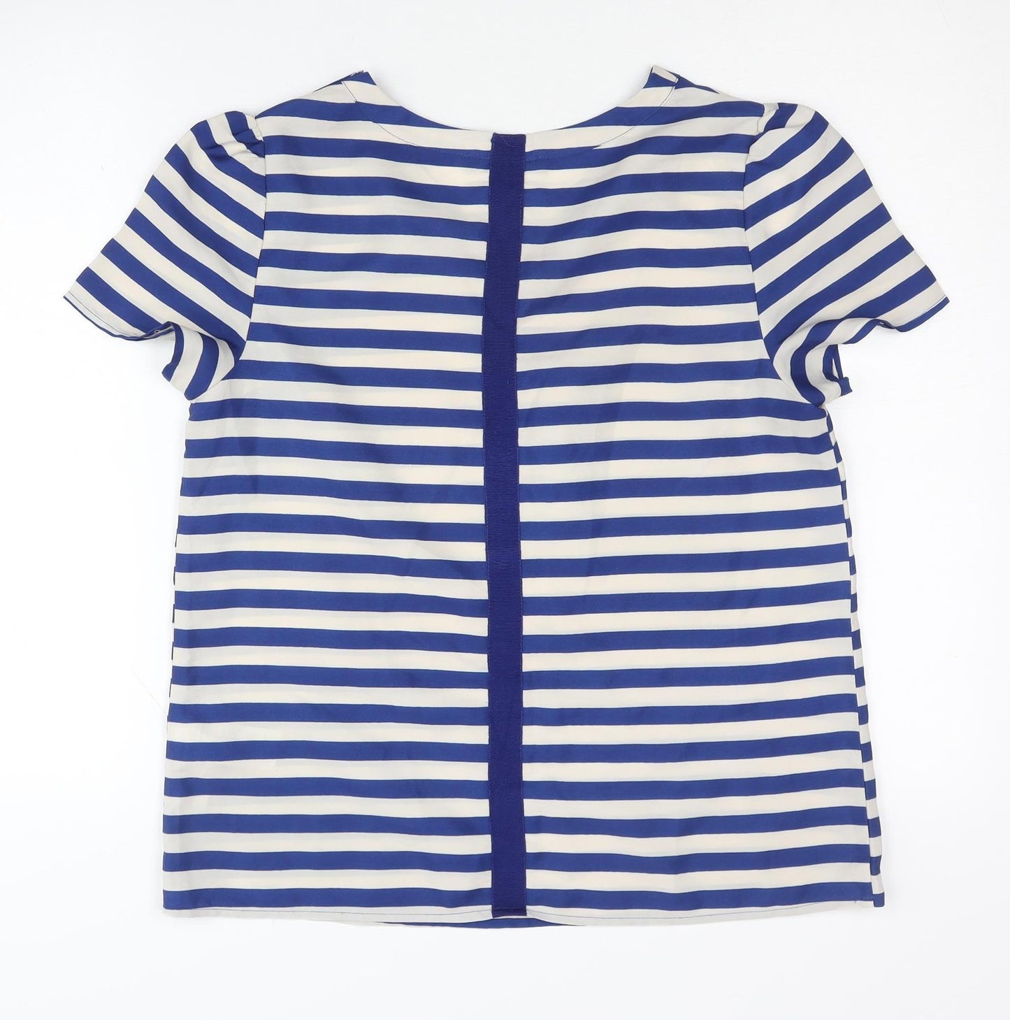Oasis Womens Blue Striped Crew Neck T-Shirt Size 12
