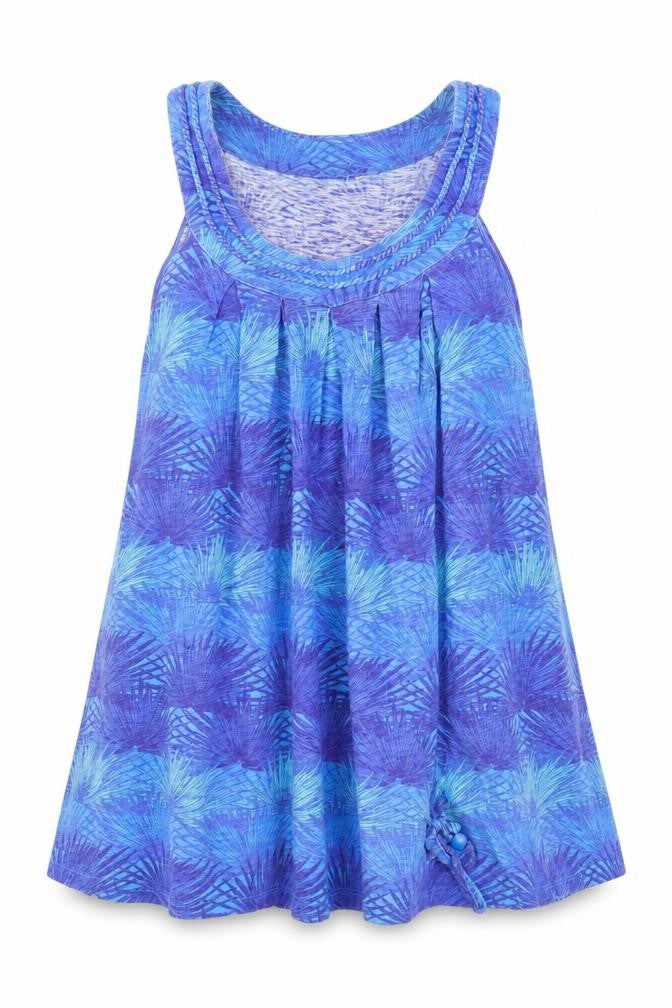 Mandaray Women's Blue Floral Tunic Tank Top Size 16