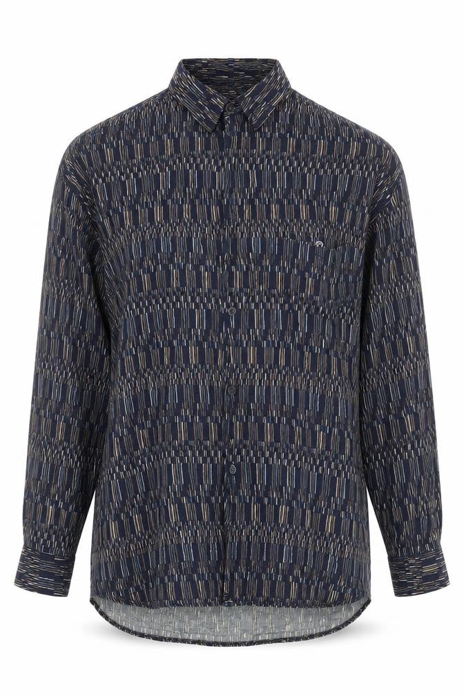 Front view of M.E. Sport Men's Blue XL Geometric Button-Up Shirt
