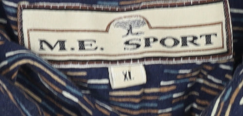 M.E. Sport Men's Blue XL Geometric Button-Up Shirt