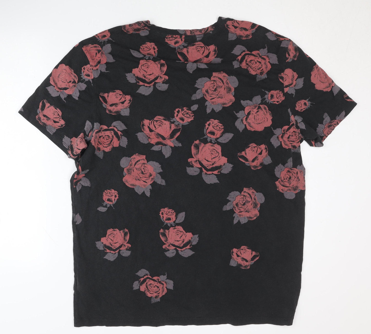 AllSaints Men's Black Floral Medium T-Shirt