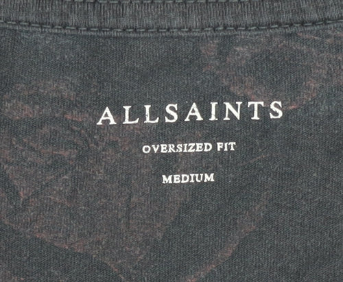 AllSaints Men's Black Floral Medium T-Shirt