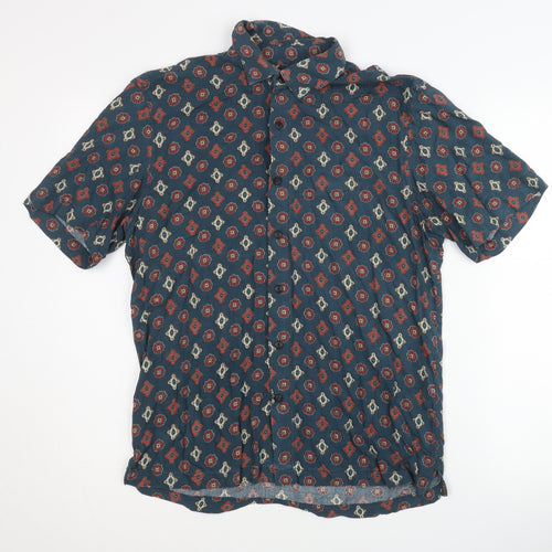 Pull & Bear Men's Geometric Shirt, Medium, Multicoloured