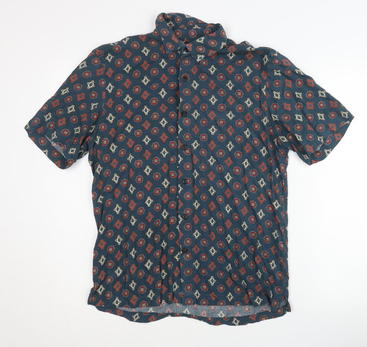 Pull & Bear Men's Geometric Shirt, Medium, Multicoloured