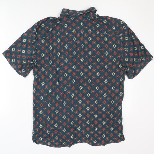 Pull & Bear Men's Geometric Shirt, Medium, Multicoloured