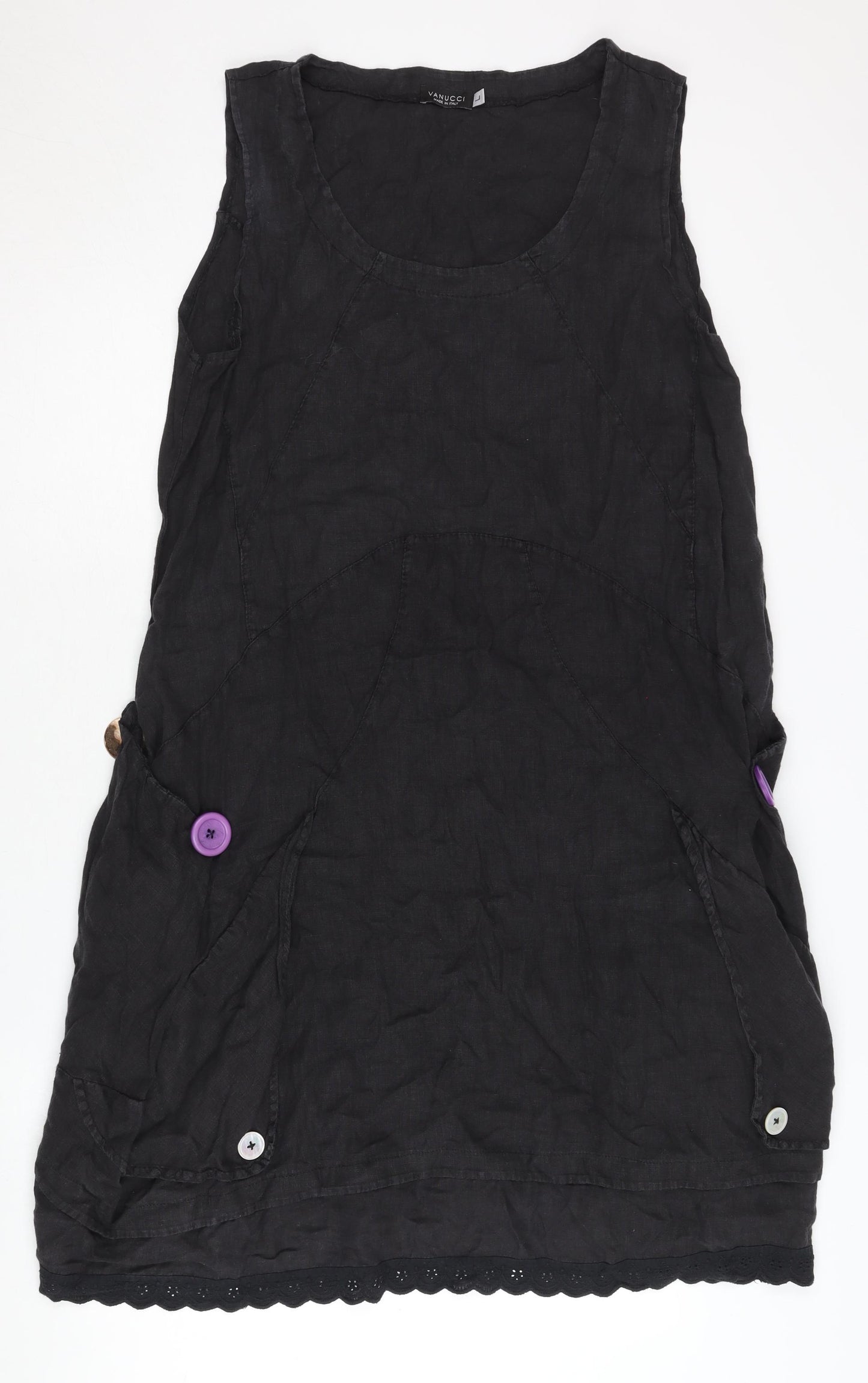 Vanucci Women's Black Linen Sleeveless Dress