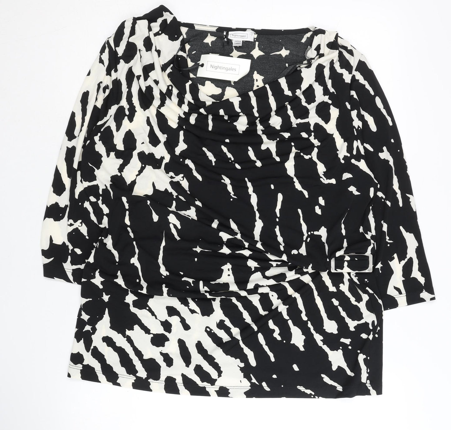 Nightingales Women's Black Cowl Neck Blouse Size 18