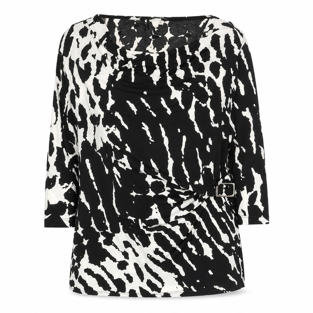 Front view of Nightingales Women's Black Cowl Neck Blouse, size 18