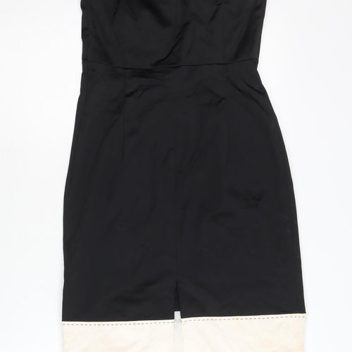 Coast Women's Black Beige Strapless Sheath Dress Size 10