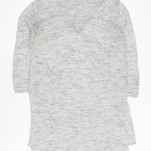 Marks and Spencer Women's Grey V-Neck Pullover Jumper