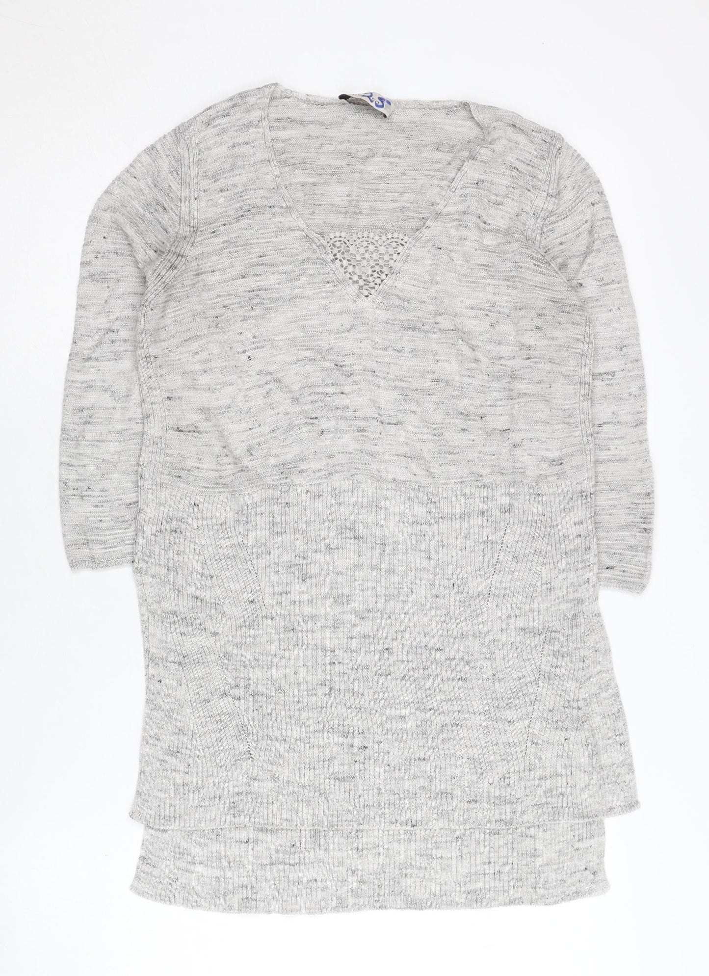 Marks and Spencer Women's Grey V-Neck Pullover Jumper