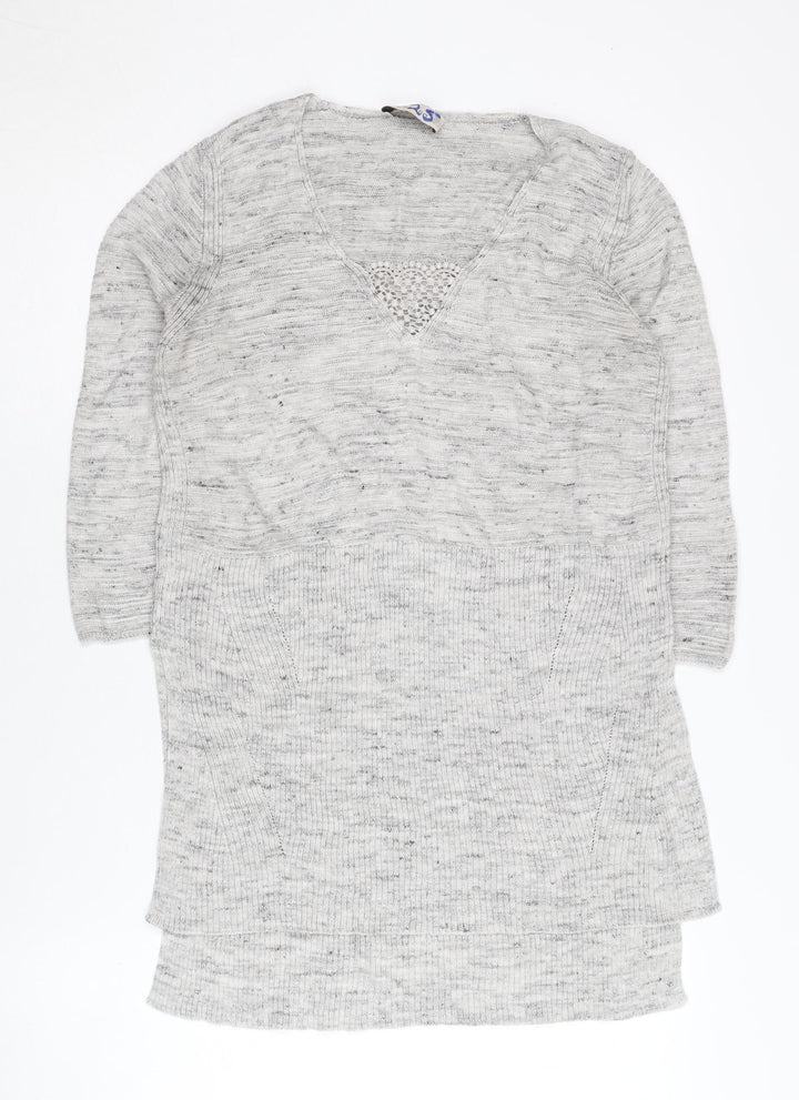 Marks and Spencer Women's Grey V-Neck Pullover Jumper