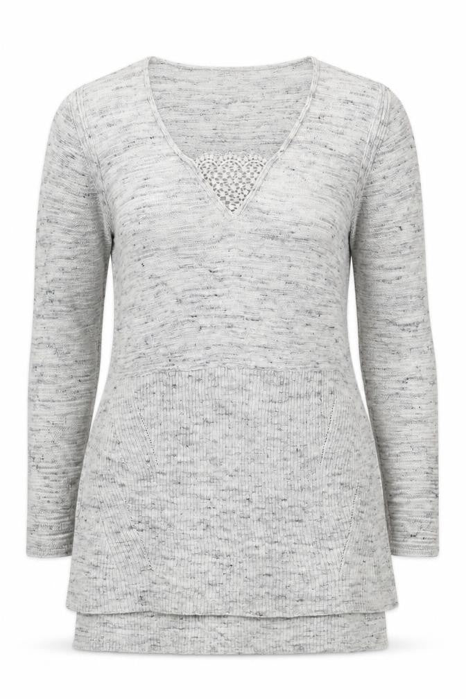 Front view of Marks & Spencer Women's Grey V-Neck jumper