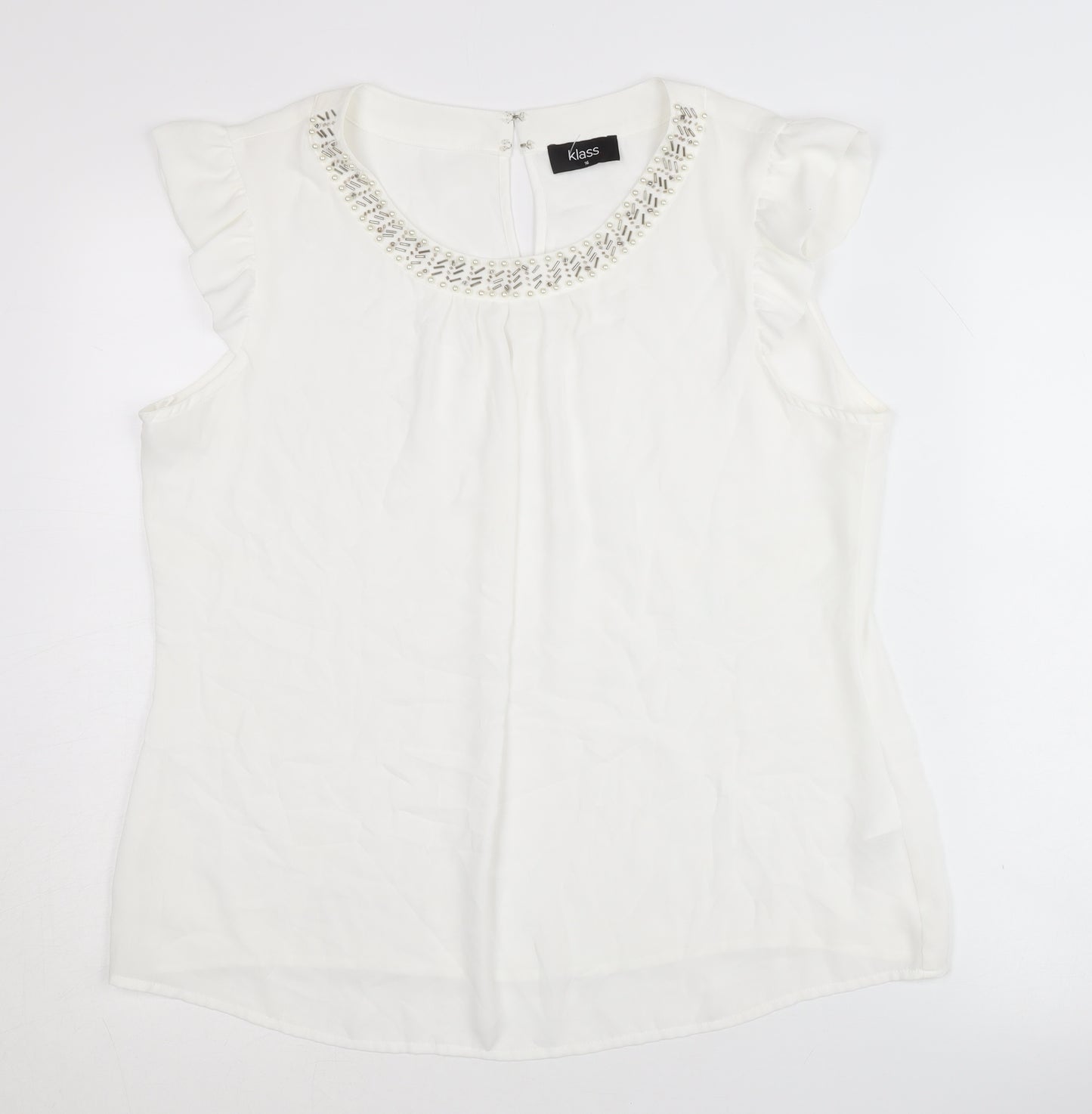 Klass Womens White Sleeveless Blouse - Size 16