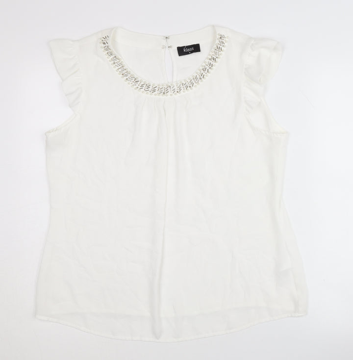 Klass Womens White Sleeveless Blouse - Size 16