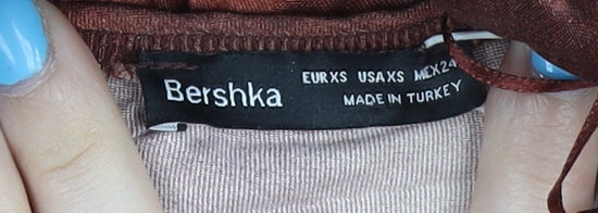 Bershka Women's Brown Tie-Dye Long Slip Dress XS