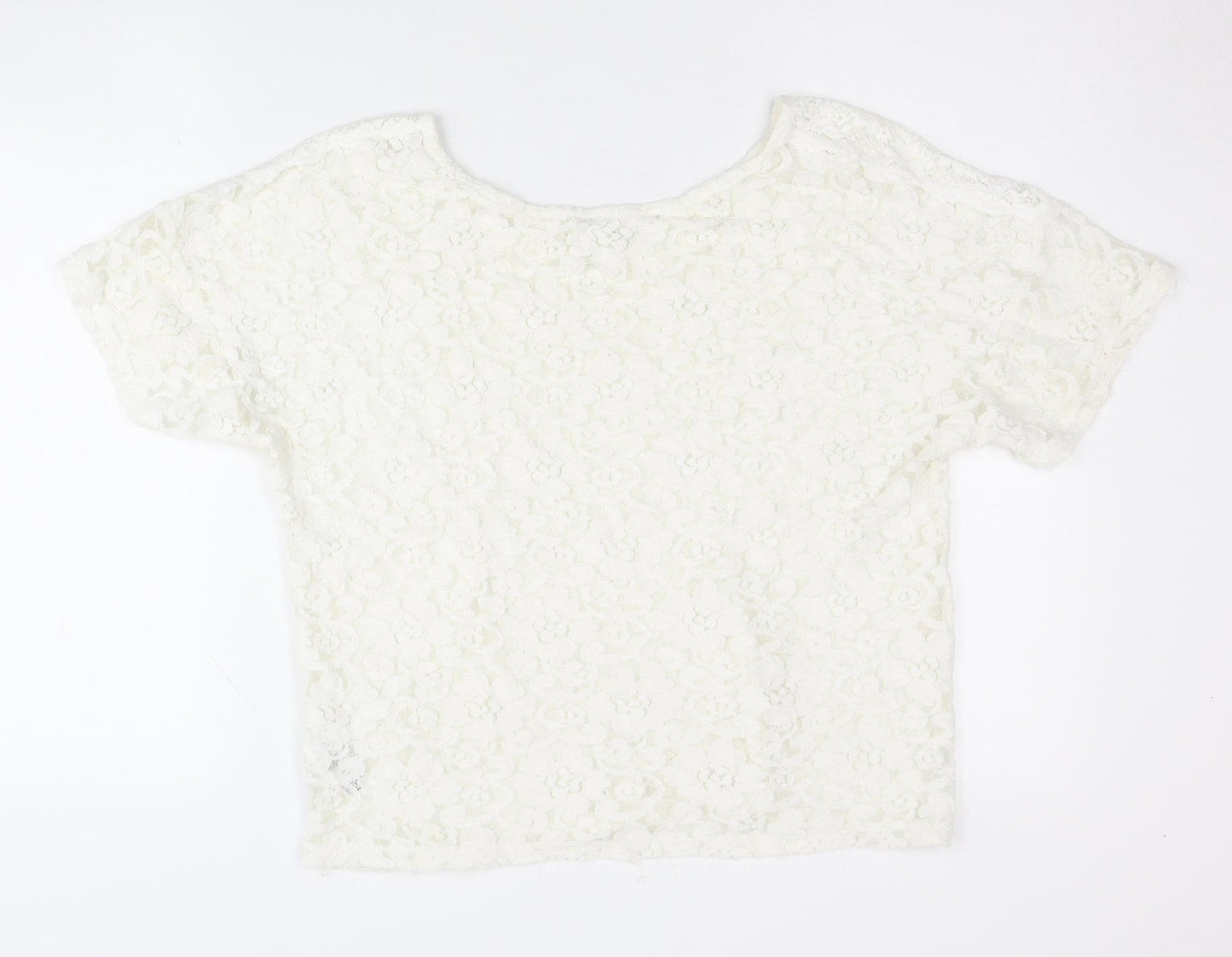 Monsoon Women's Ivory Lace Floral Short Sleeve Blouse