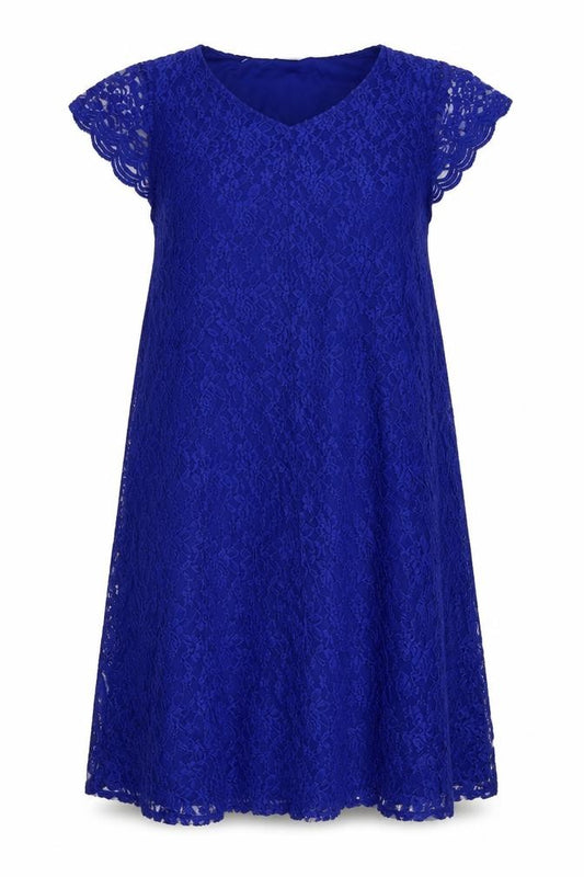 Front view of Julipa Plus Size Blue Lace Women's Dress