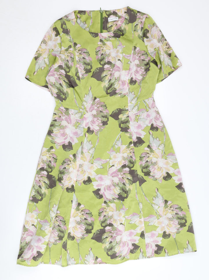 Eastex Women's Green Floral A-Line Dress, Size 10