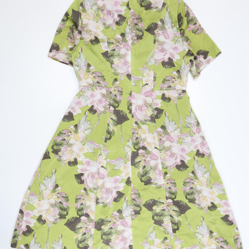 Eastex Women's Green Floral A-Line Dress, Size 10