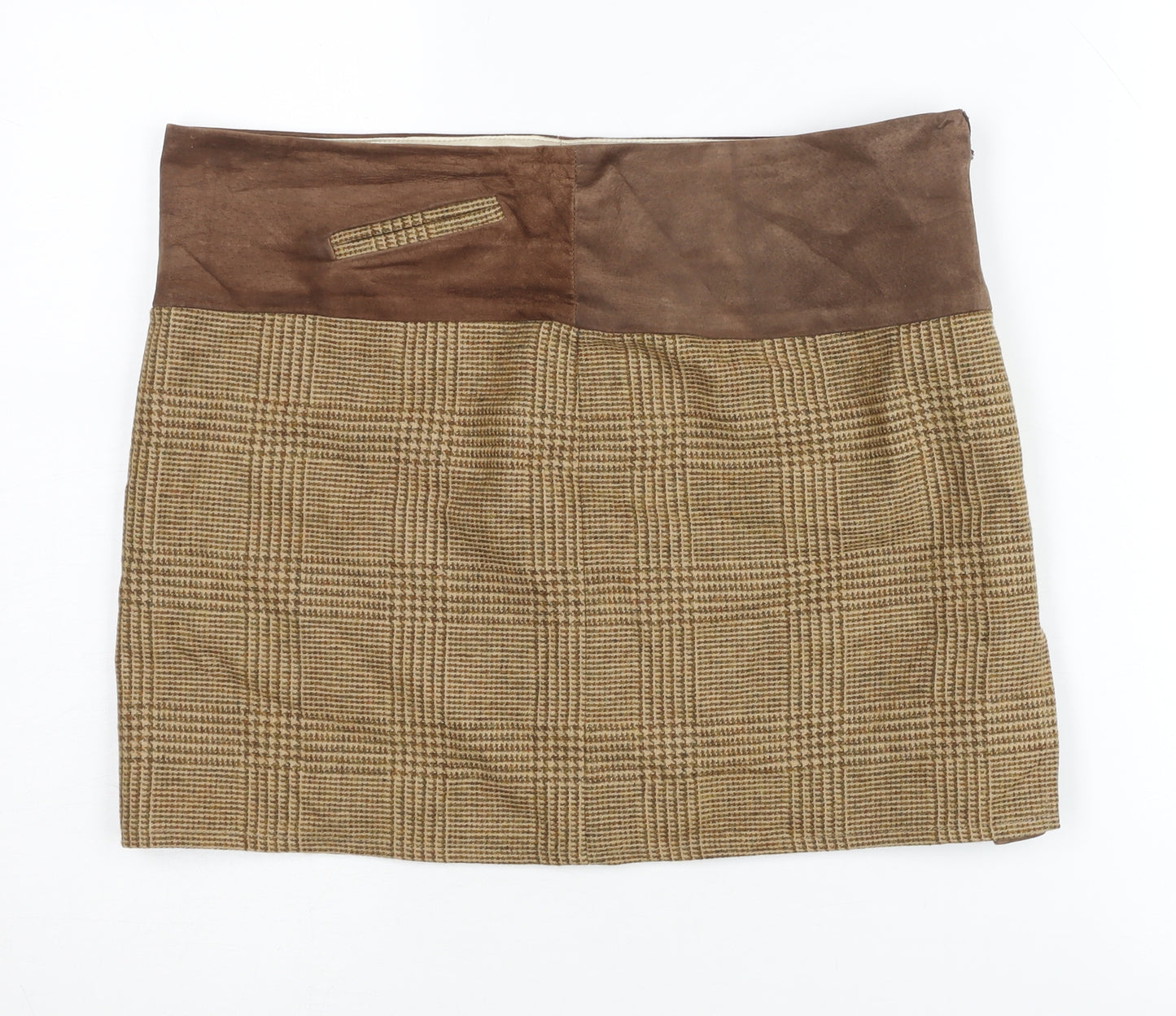 Holland Cooper Women's Brown Check Wool Skirt Size 10