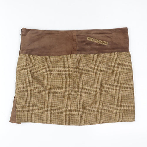 Holland Cooper Women's Brown Check Wool Skirt Size 10