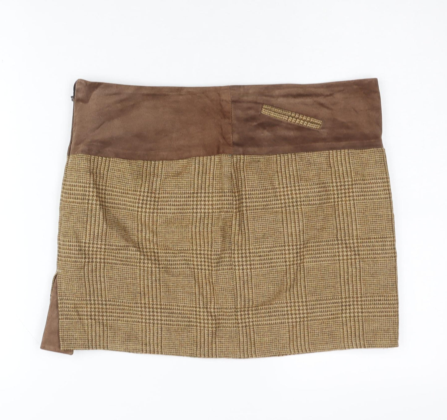 Holland Cooper Women's Brown Check Wool Skirt Size 10