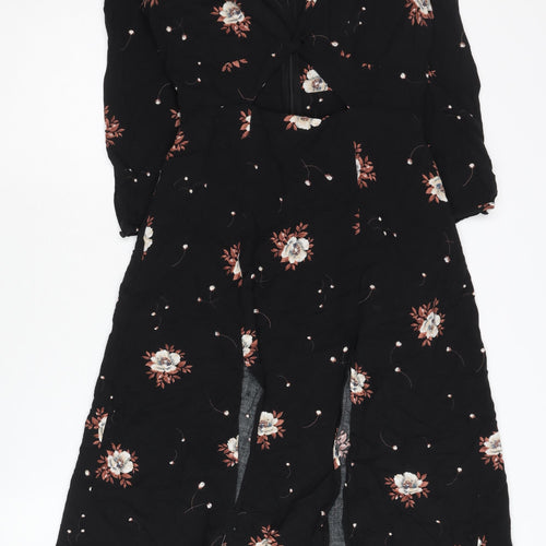 Cotton Candy LA Women's Black Floral Midi A-Line Dress S