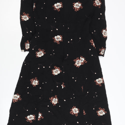 Cotton Candy LA Women's Black Floral Midi A-Line Dress S