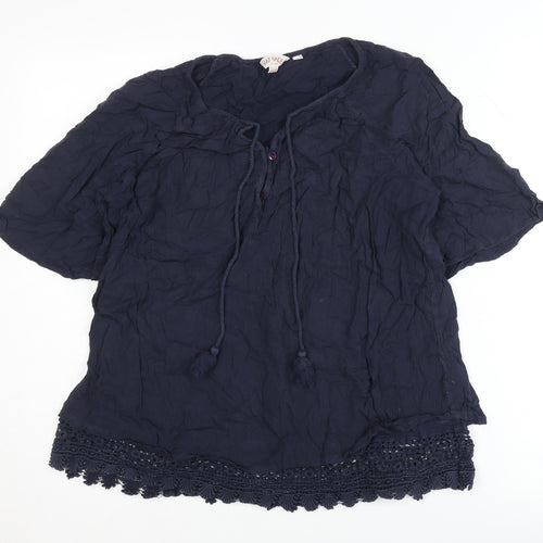 Fat Face Women's Blue Lace Accent Blouse Size 12