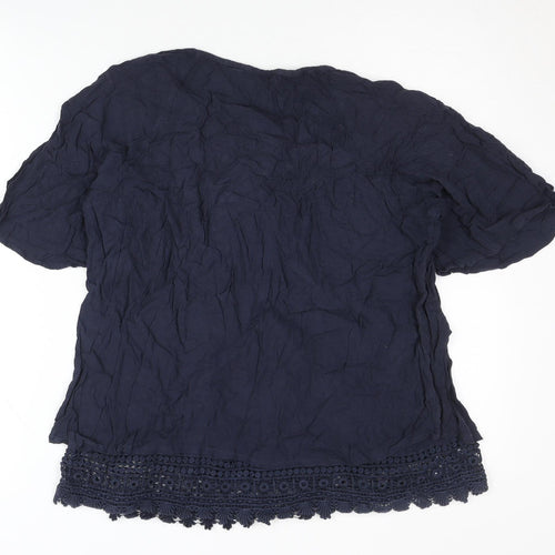 Fat Face Women's Blue Lace Accent Blouse Size 12
