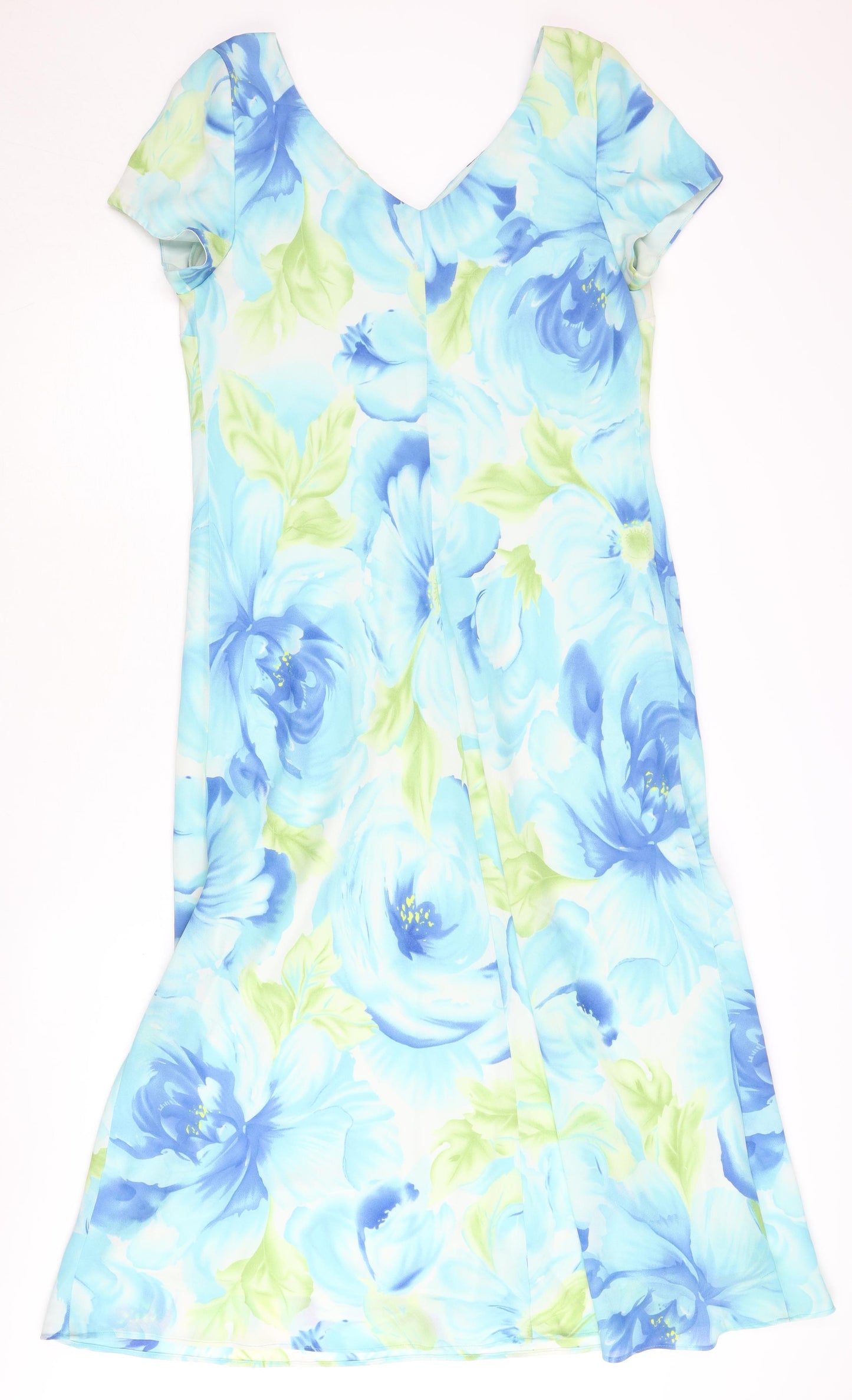 S.L. Fashions Women's Blue Floral Dress Size 14