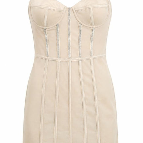 Oh Polly Women’s Beige Bodycon Dress UK 6 Party