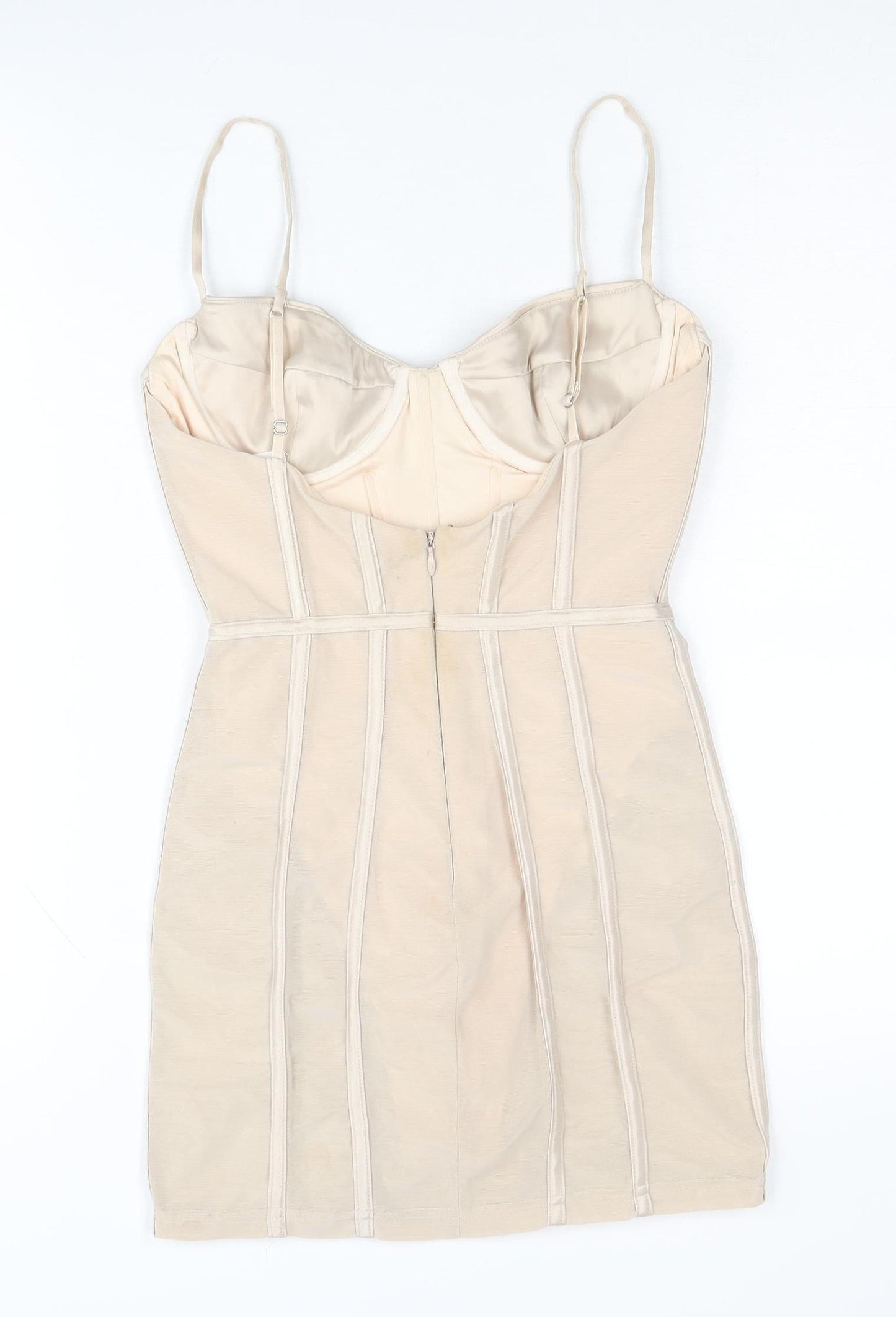 Oh Polly Women’s Beige Bodycon Dress UK 6 Party