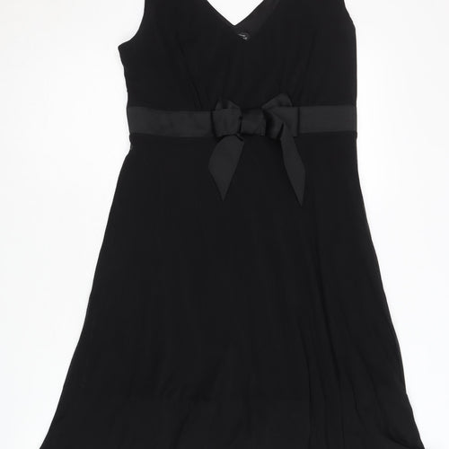 Next Women's Black V-Neck Dress Size 10