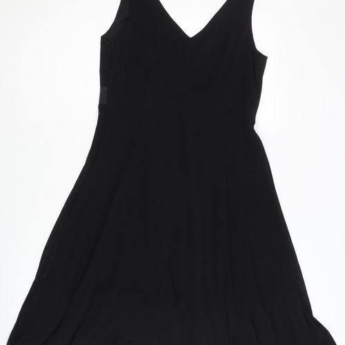 Next Women's Black V-Neck Dress Size 10