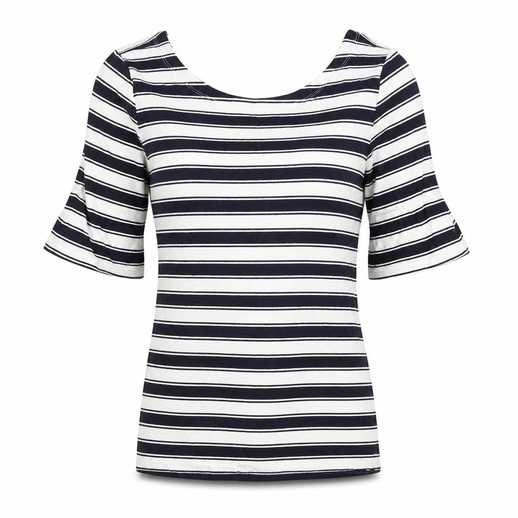Front view of Banana Republic Women's Multicoloured Striped T-Shirt M