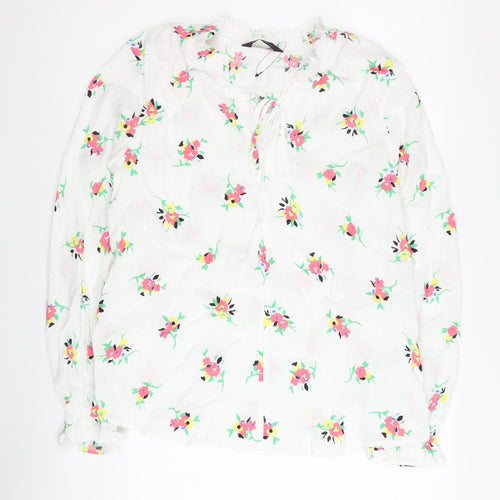 Marks and Spencer Women's Floral Blouse White Size 10