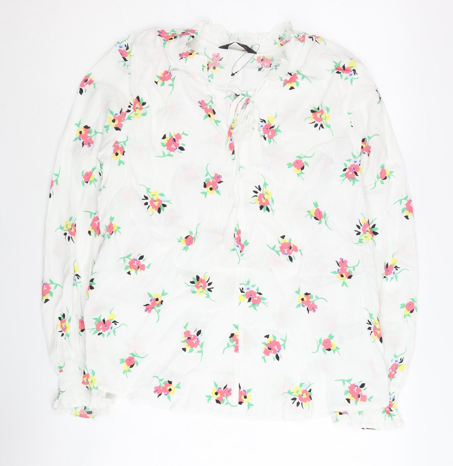 Marks and Spencer Women's Floral Blouse White Size 10