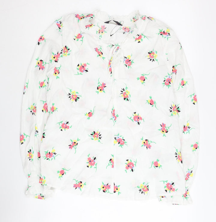 Marks and Spencer Women's Floral Blouse White Size 10