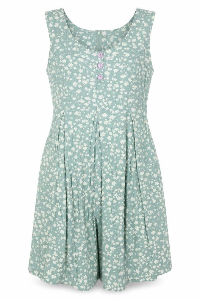 Front view of Basic Editions Women's Green Floral Playsuit M